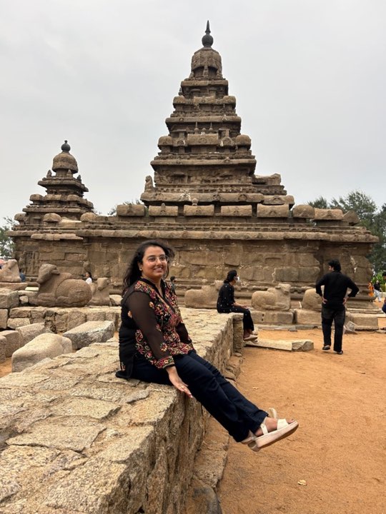 Divyanshi Verma at the Shore Temple, Mahabalipuram